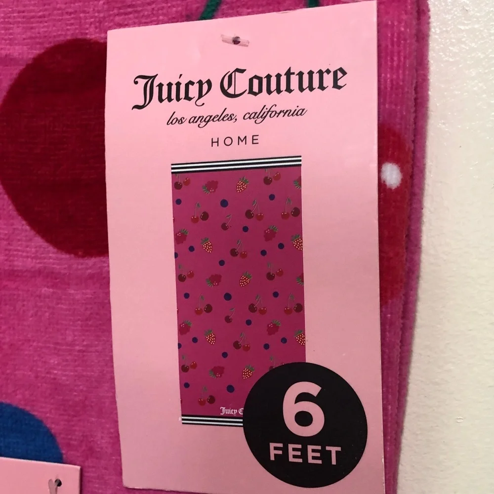 MWT Juicy Couture Pink Fruit Print Beach Towel - Cherry & Berry Motif